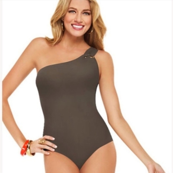 Spanx Golden Touch One Shoulder Swimsuit - Picture 1 of 7